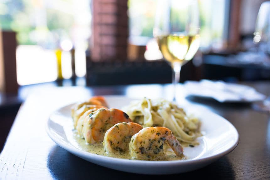 Plate of shrimp fettuccine